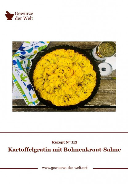 Rezeptkarte N°112 Kartoffelgratin mit Bohnenkraut-Sahne