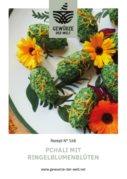 Rezeptkarte N°168 Pchali mit Ringelblumenblüten