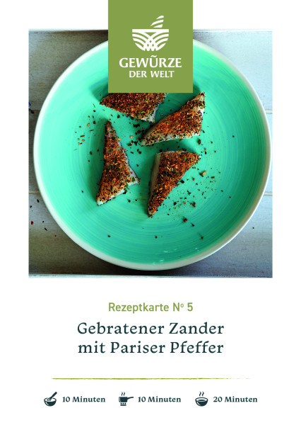 Rezeptkarte N°5 Gebratener Zander mit Pariser Pfeffer