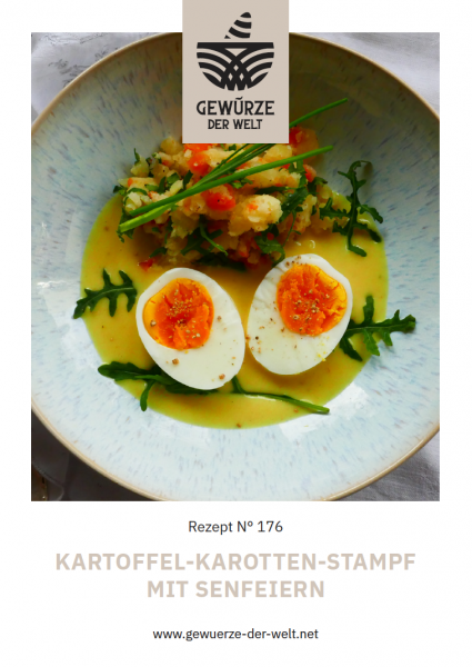 Rezeptkarte N°176 Kartoffel-Karotten-Stampf mit Senfeiern