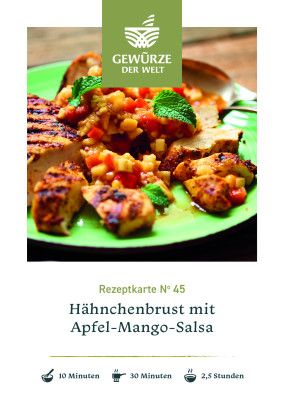 Rezeptkarte N°45 Hähnchenbrust Apfel Mango Salsa Rezeptkarte N°45 Hähnchenbrust Apfel Mango Salsa
