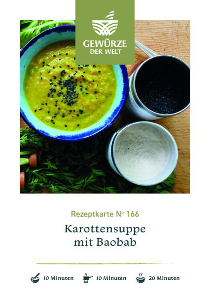 Rezeptkarte N°166 Karottensuppe mit Baobab