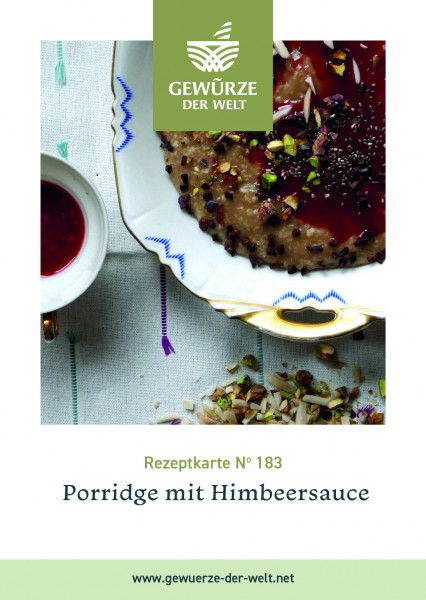 Rezeptkarte N°183 Porridge mit Himbeersauce