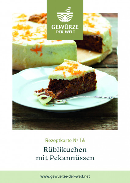 Rezeptkarte N°16 Rüblikuchen mit Pecannüssen