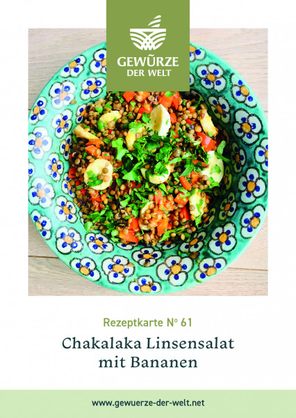 Rezeptkarte N°61 Chakalaka Linsen-Salat mit Bananen