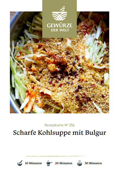 Rezeptkarte N°256 Scharfe Kohlsuppe mit Bulgur