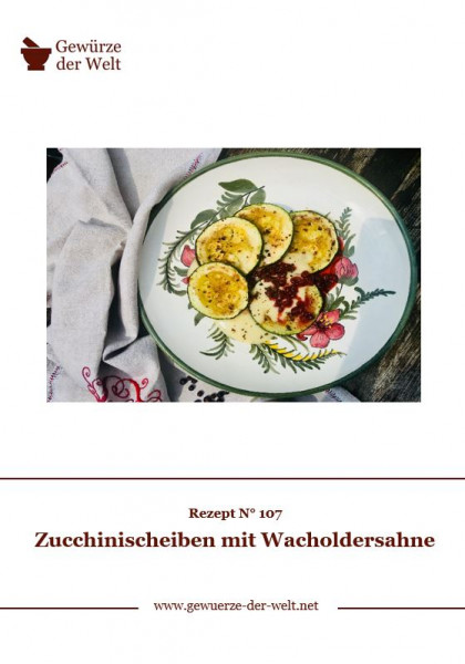 Rezeptkarte N°107 Zucchinischeiben mit Wacholdersahne