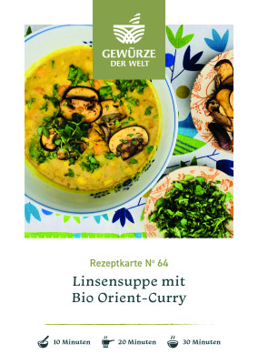 Rezeptkarte N°64 Linsen mit Bio Orient-Curry Rezeptkarte N°64 Linsen mit Bio Orient-Curry