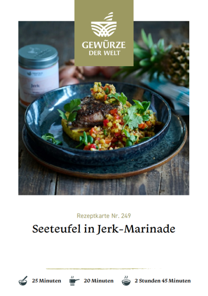 Rezeptkarte N°249 Seeteufel in Jerk-Marinade