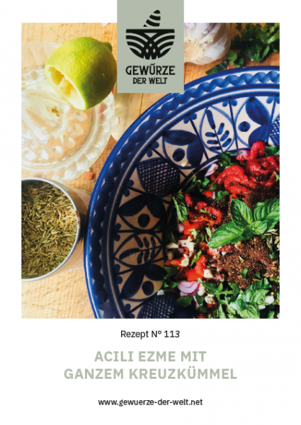 Rezeptkarte N°113 Acili Ezme mit ganzem Kreuzkümmel