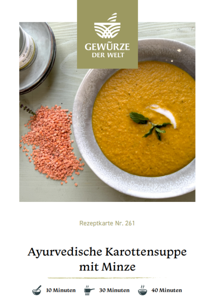 Rezeptkarte N°261 Ayurvedische Karottensuppe mit Minze