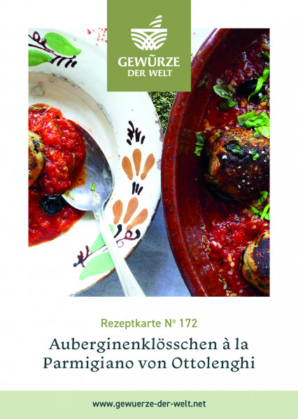 Rezeptkarte N°172 Auberginenklößchen a la Parmigiano von Ottolenghi