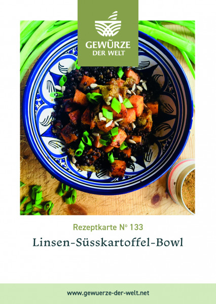 Rezeptkarte N°133 Linsen-Süßkartoffel-Bowl