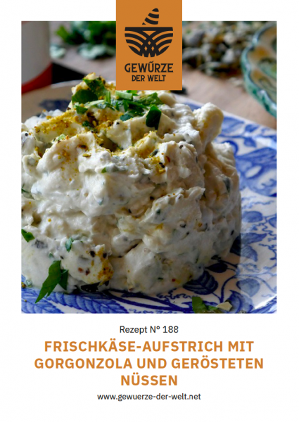 Rezeptkarte N°188 Frischkäse - Aufstrich mit Gongonzola und gerösteten Nüssen
