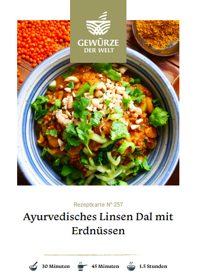 Rezeptkarte N°257 Ayurvedisches Linsen Dal mit Erdnüssen