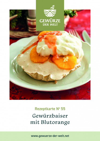 Rezeptkarte N°55 Gewürzbaiser mit Blutorange