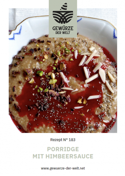 Rezeptkarte N°183 Porridge mit Himbeersauce
