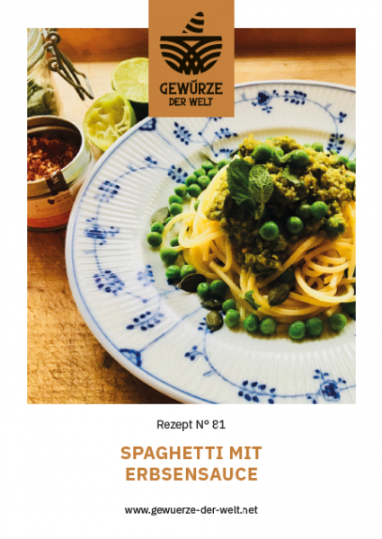Rezeptkarte N°81 Spaghetti mit Erbsensauce