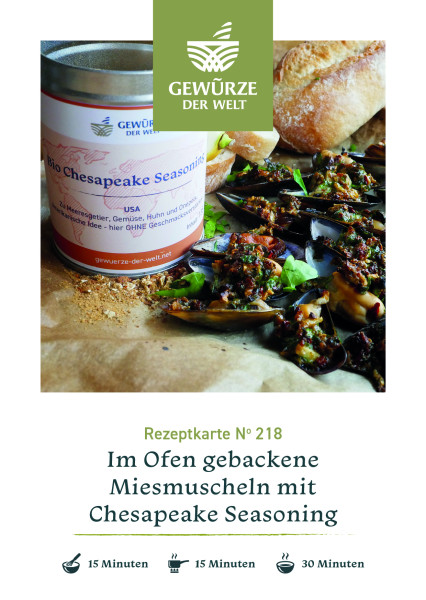 Rezeptkarte N°218 Im Ofen gebackene Miesmuscheln mit Chesapeake Seasoning