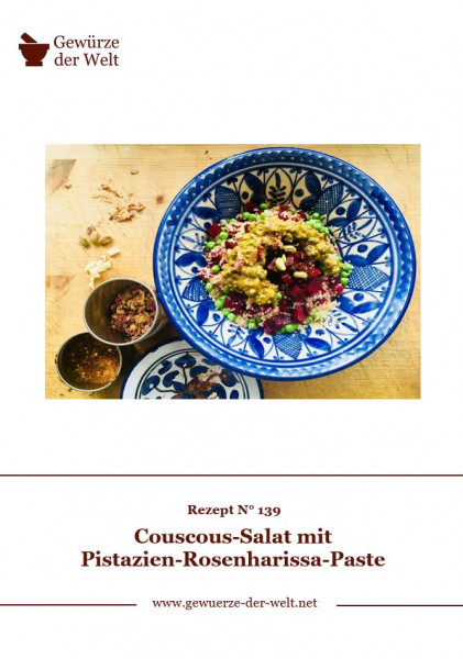Rezeptkarte N°139 Pistazien-Rosenharissa-Paste