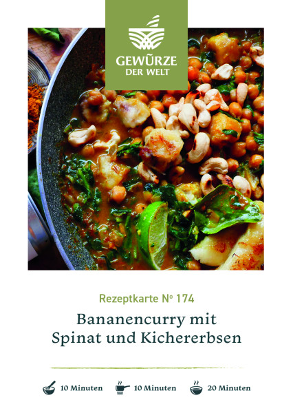 Rezeptkarte N°174 Bananencurry mit Spinat und Kichererbsen