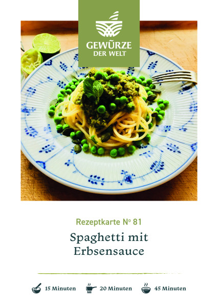 Rezeptkarte N°81 Spaghetti mit Erbsensauce
