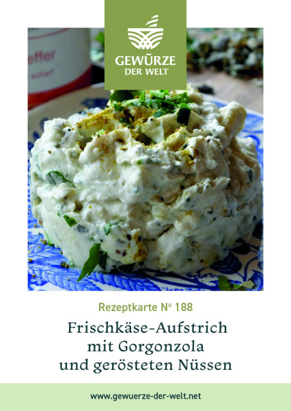 Rezeptkarte N°188 Frischkäse - Aufstrich mit Gorgonzola und gerösteten Nüssen