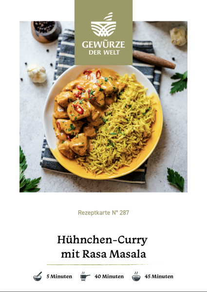 Rezeptkarte N°287 Hühnchen-Curry mit Rasa Masala