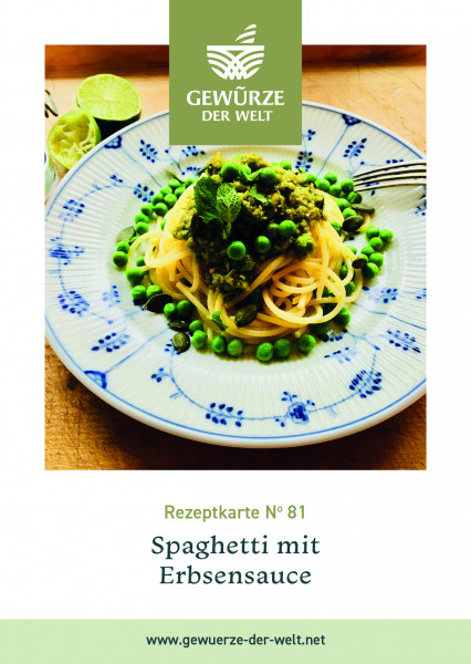 Rezeptkarte N°81 Spaghetti mit Erbsensauce