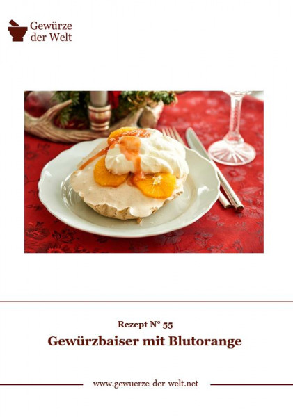 Rezeptkarte N°55 Gewürzbaiser mit Blutorange
