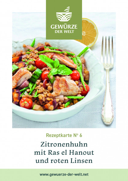Rezeptkarte N°6 Zitronenhuhn Ras el Hanout